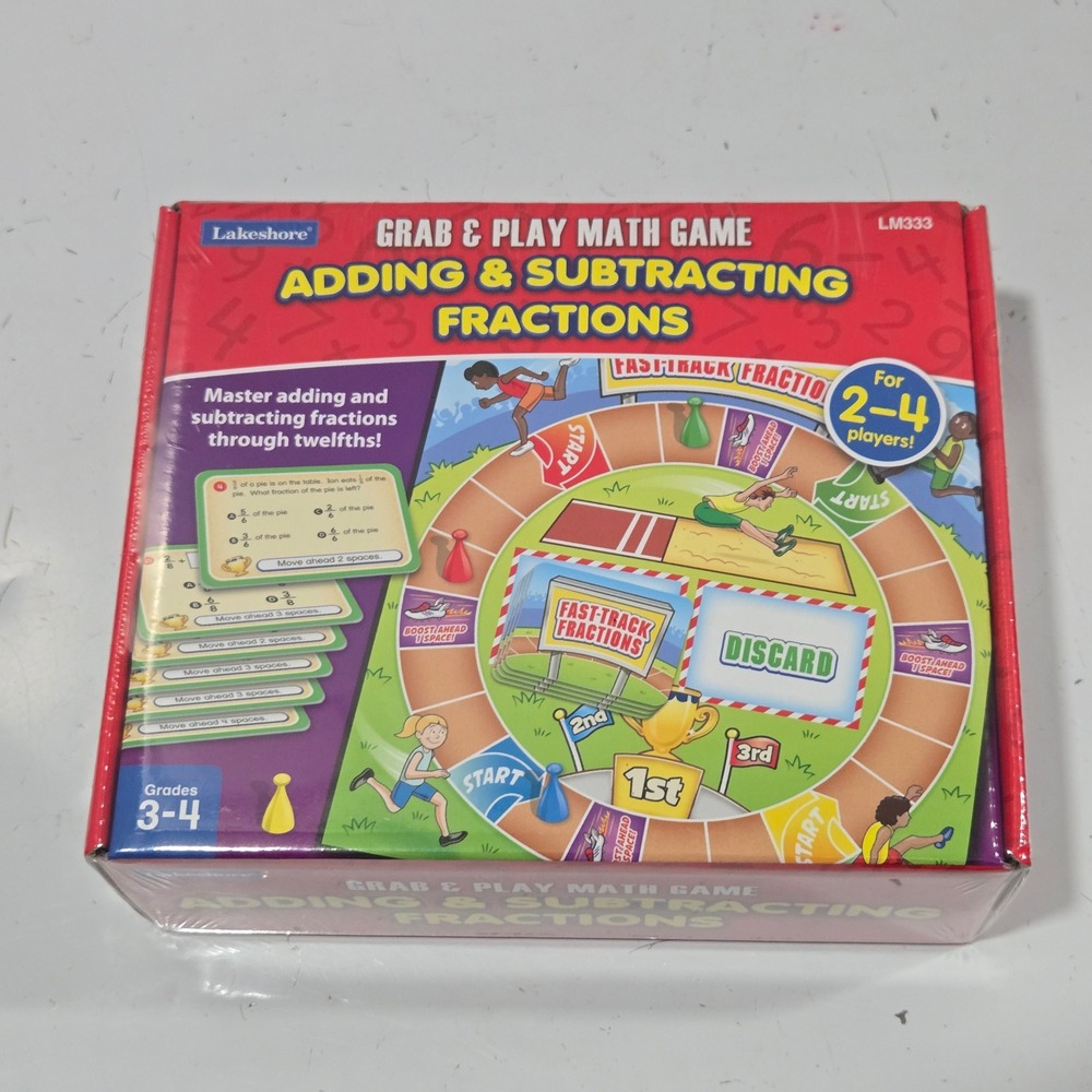 Lakeshore Adding & Subtracting Fractions Grab & Play Math Game LM333 Grades 3-4
